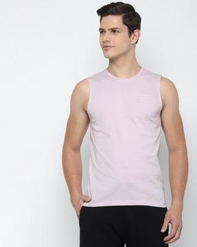 sleeveless vest with brand print