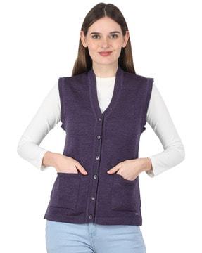 sleeveless cardigan with button-front