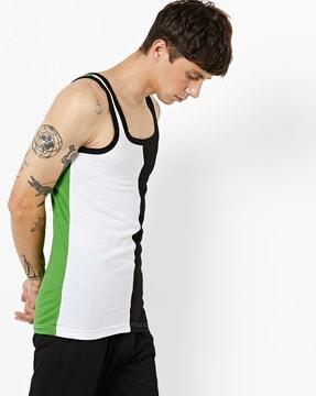 sleeveless colourblock rock vest