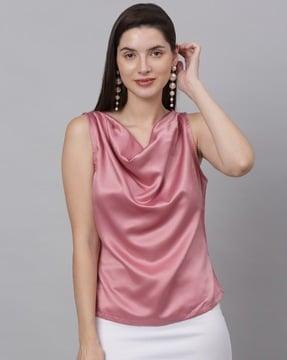 sleeveless cowl-neck top