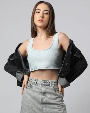 sleeveless crop top with back zip