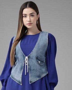 sleeveless denim crop shrug