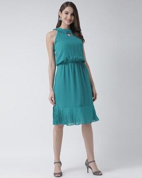 sleeveless dress with ruffled hem