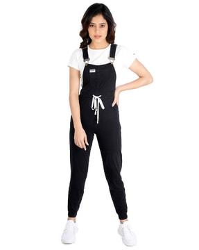 sleeveless dungaree with tie-up detail