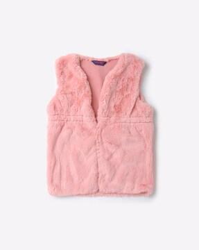 sleeveless faux-fur vest jacket