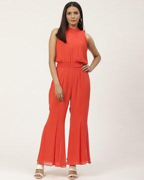 sleeveless flared jumpsuit