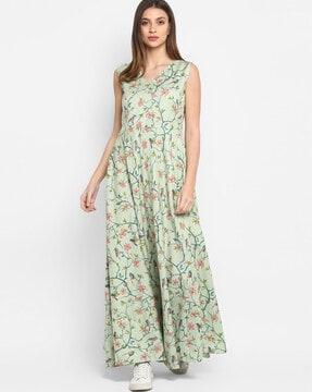 sleeveless floral print maxi dress