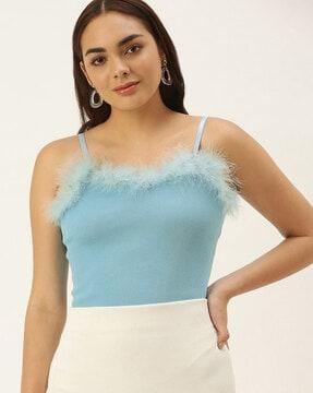 sleeveless furry top