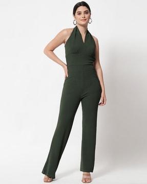 sleeveless halter-neck jumpsuit