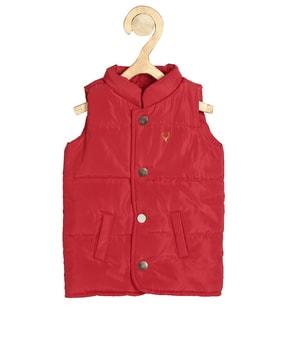 sleeveless jacket with button closure