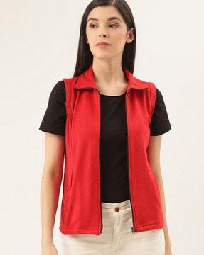 sleeveless jacket with zip detail