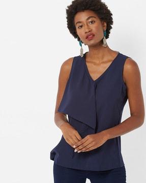 sleeveless panelled v-neck top