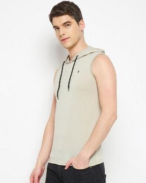 sleeveless polo t-shirt with embroidered logo