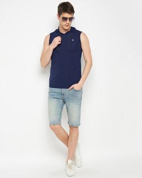 sleeveless polo t-shirt with embroidered logo