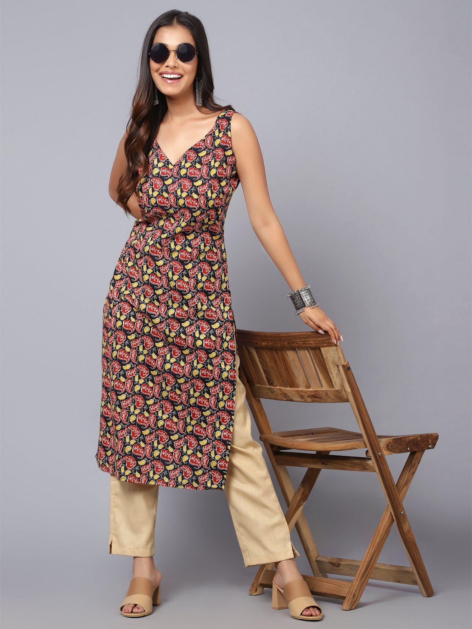 sleeveless printed kurta