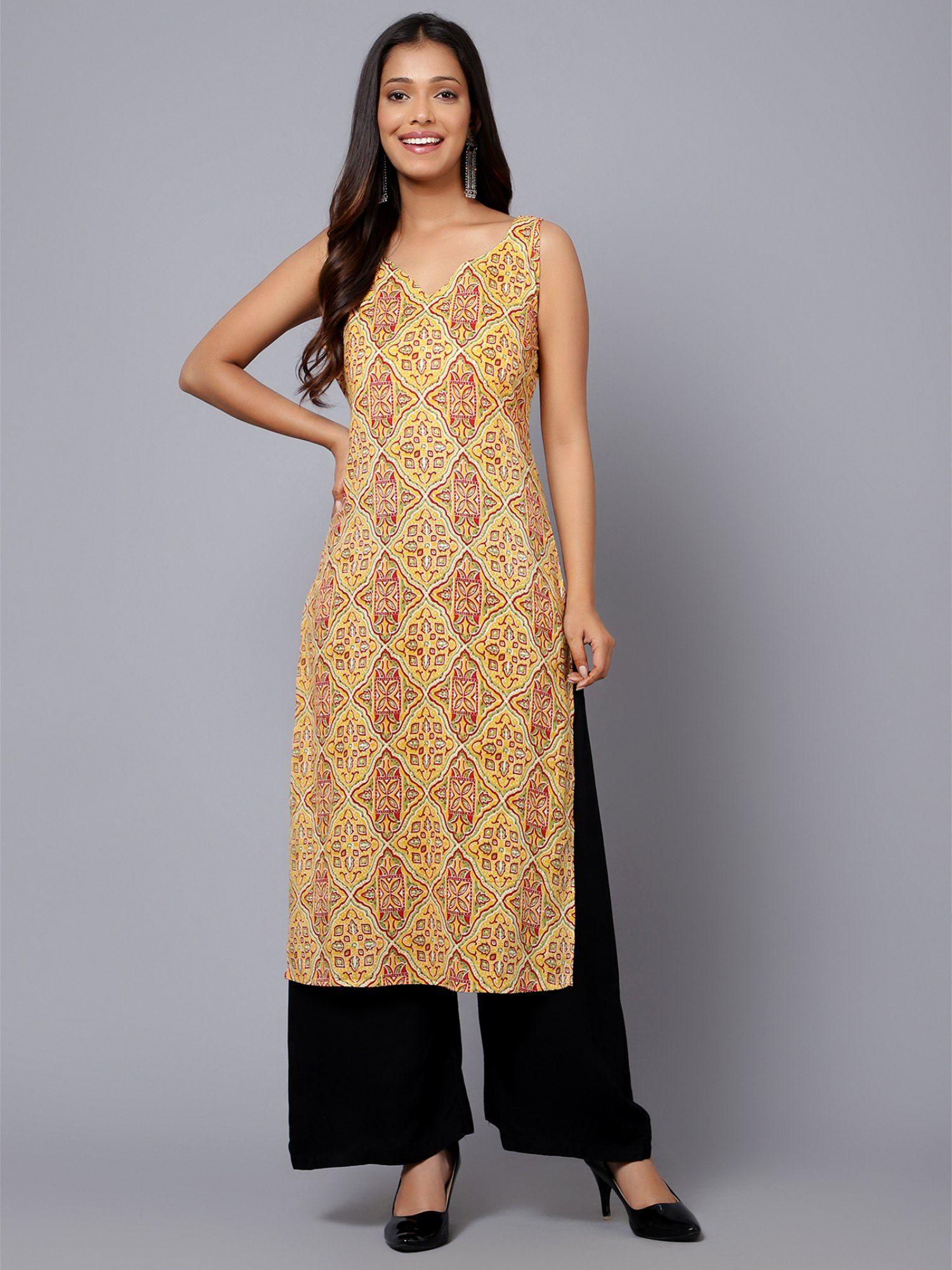 sleeveless printed kurta