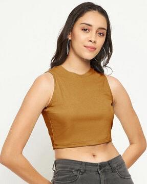 sleeveless round-neck crop top