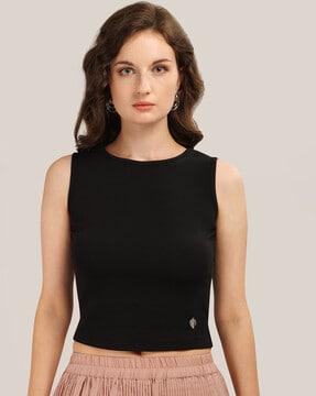 sleeveless round-neck top