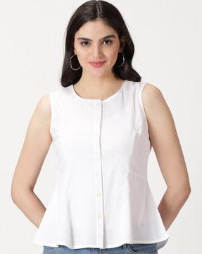 sleeveless round-neck top