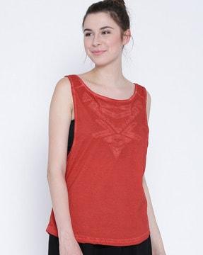 sleeveless round-neck top