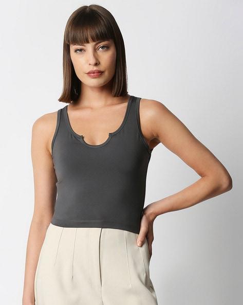 sleeveless scoop-neck tank top