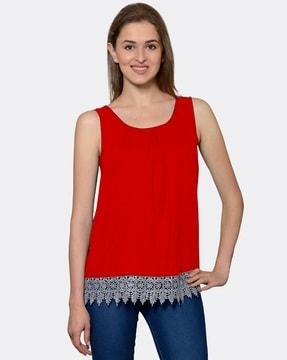 sleeveless scoop-neck top