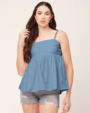 sleeveless square-neck tunic