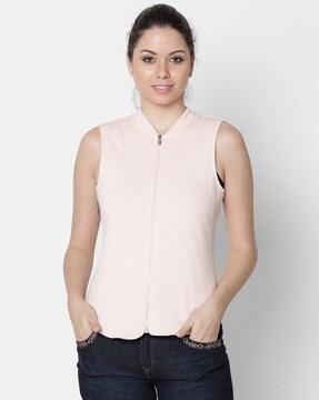 sleeveless sweatshirt with zip detail