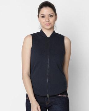 sleeveless sweatshirt with zip detail