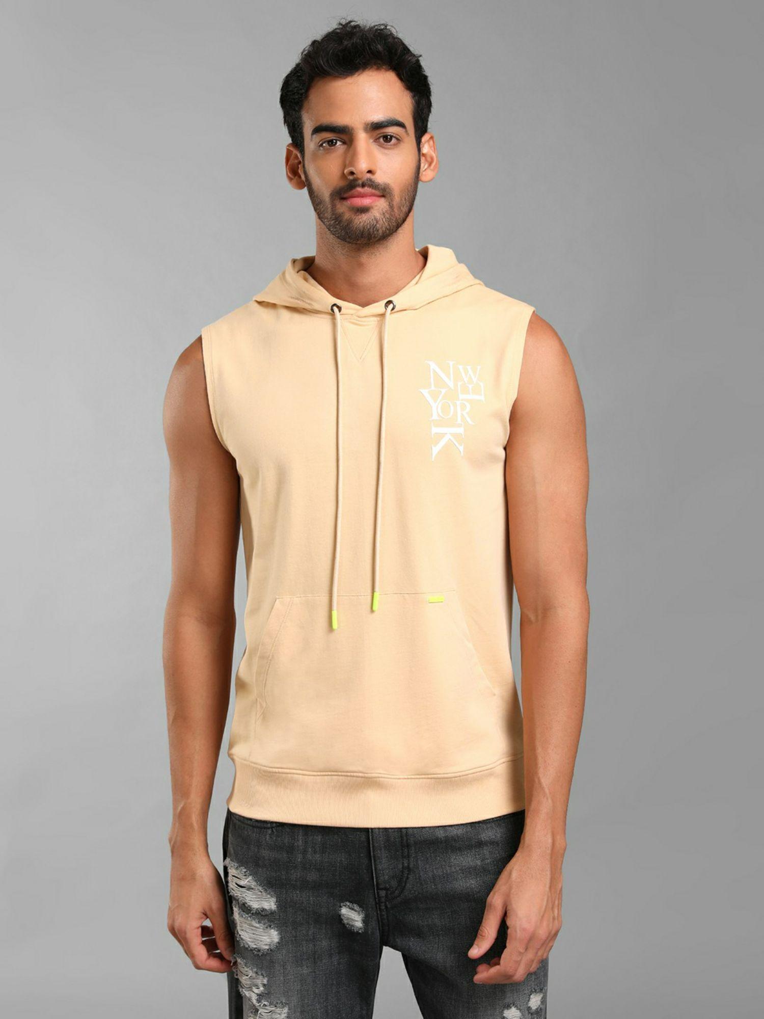 sleeveless terry hoodie