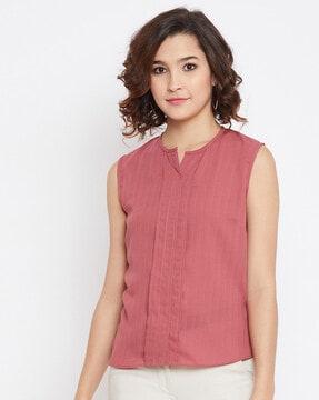 sleeveless top with concealed placket