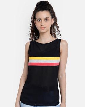 sleeveless top with contrast taping