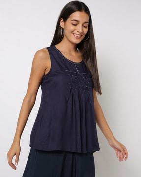 sleeveless top with embroidery