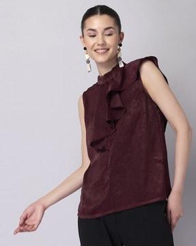 sleeveless top with ruffles