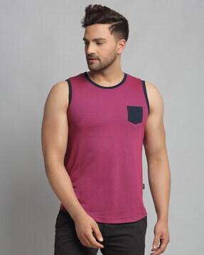 sleeveless vest with patch pocket