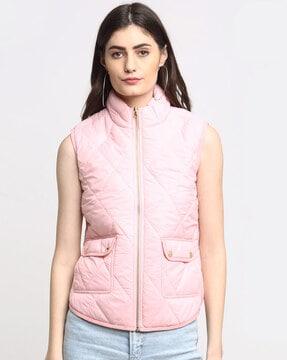 sleeveless zip front jacket