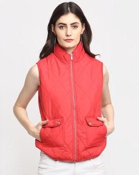 sleeveless zip front jacket