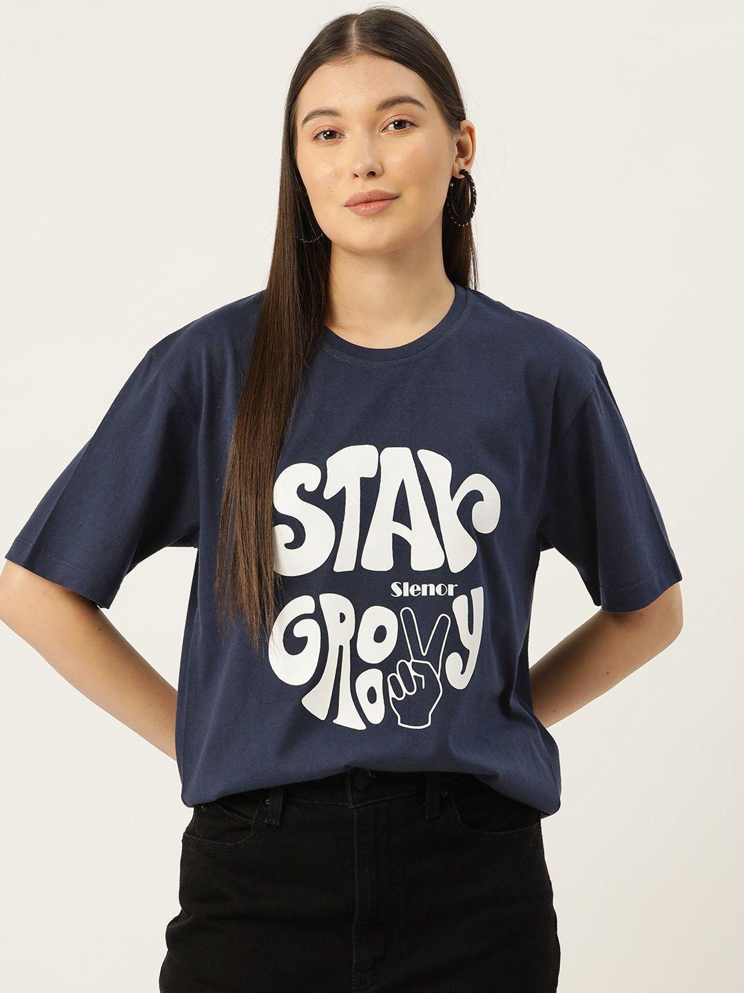 slenor women typography printed t-shirt
