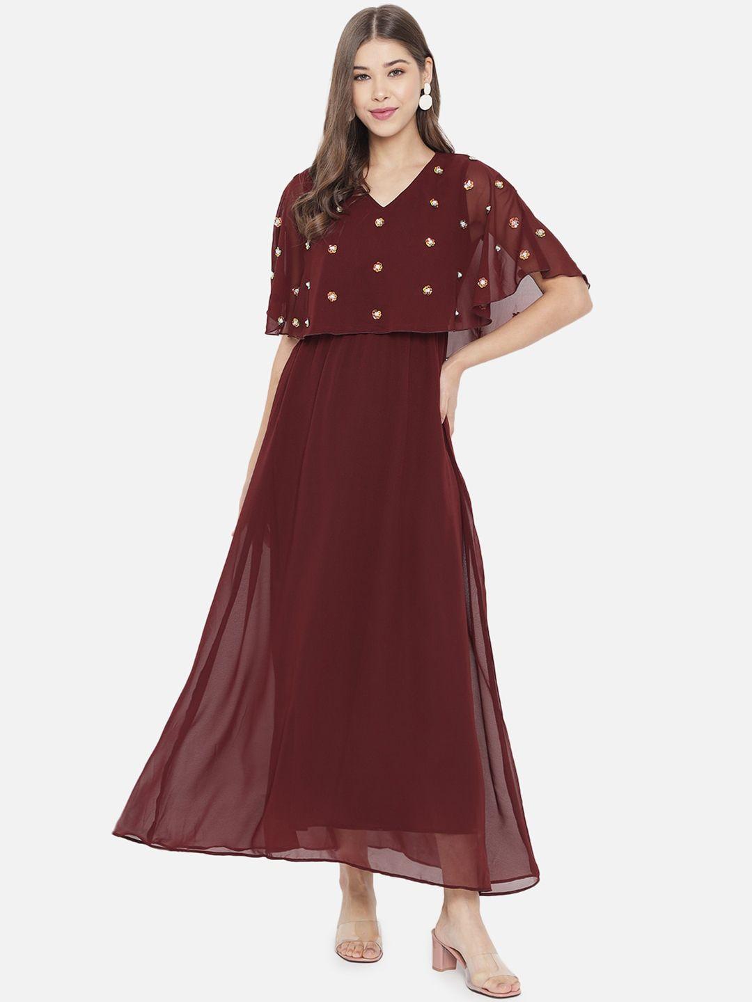 slenor brown georgette maxi dress