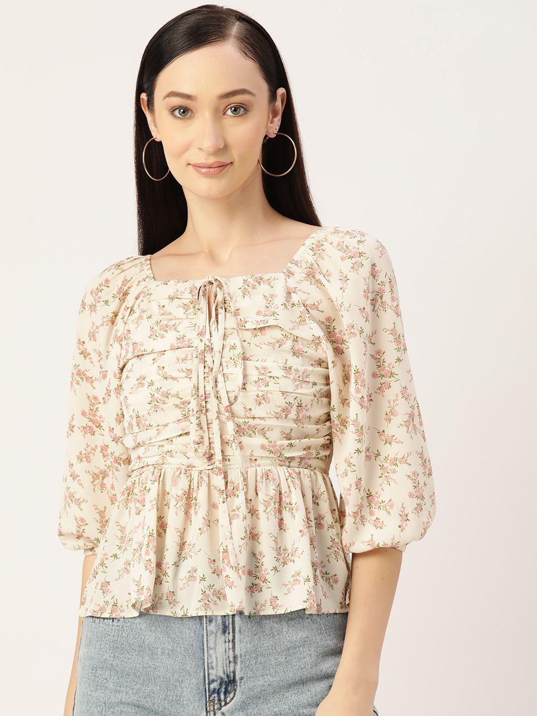 slenor floral print smocked top