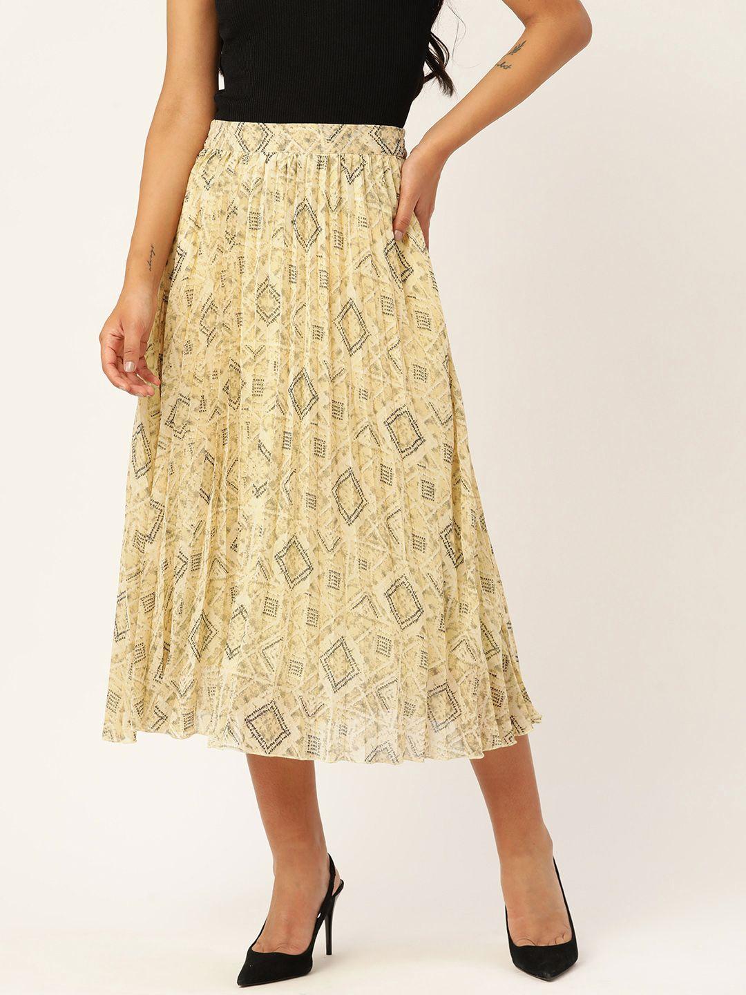 slenor geometric printed accordion pleated midi skirt