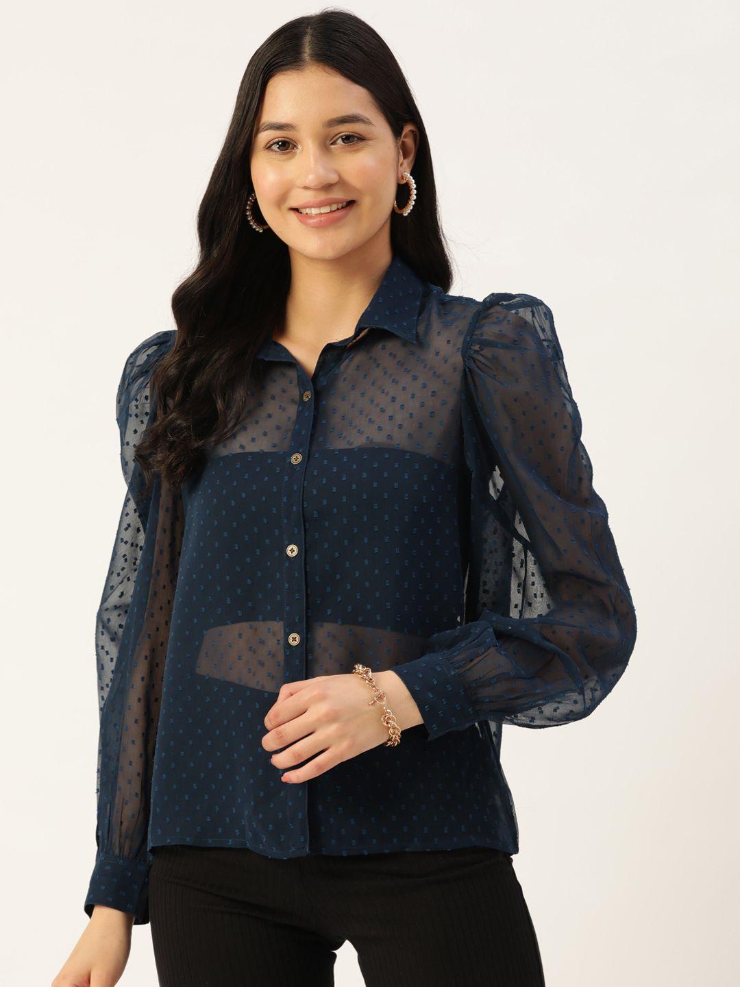 slenor sheer georgette party shirt