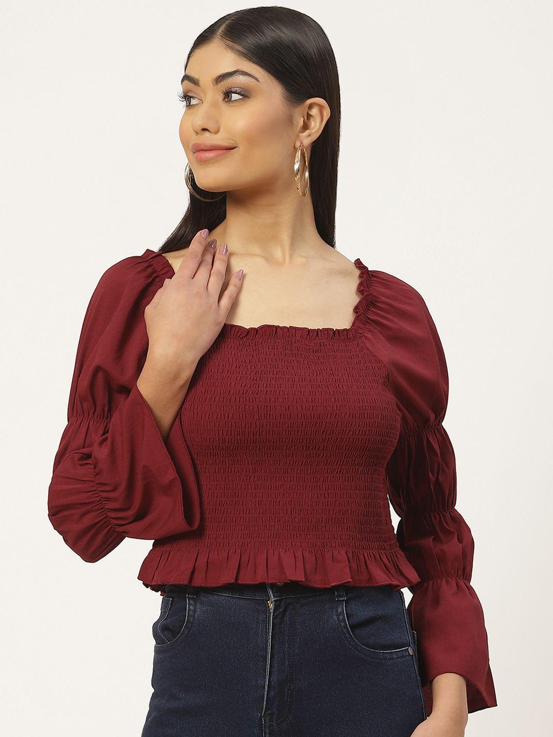 slenor smocked crepe peplum top