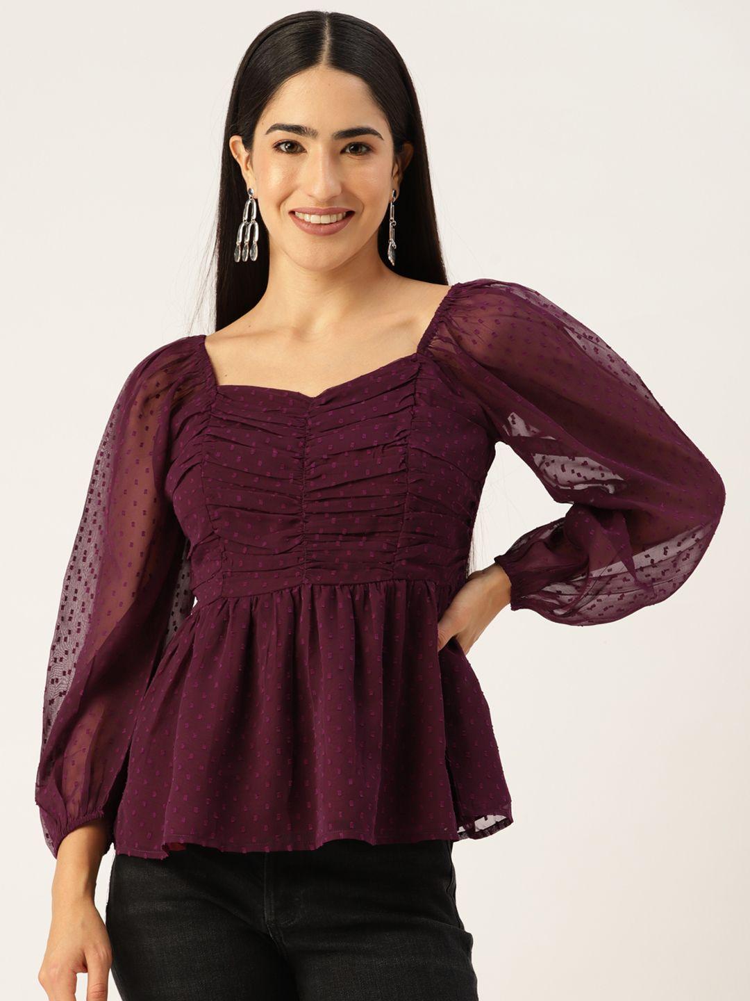 slenor sweetheart neck georgette peplum top