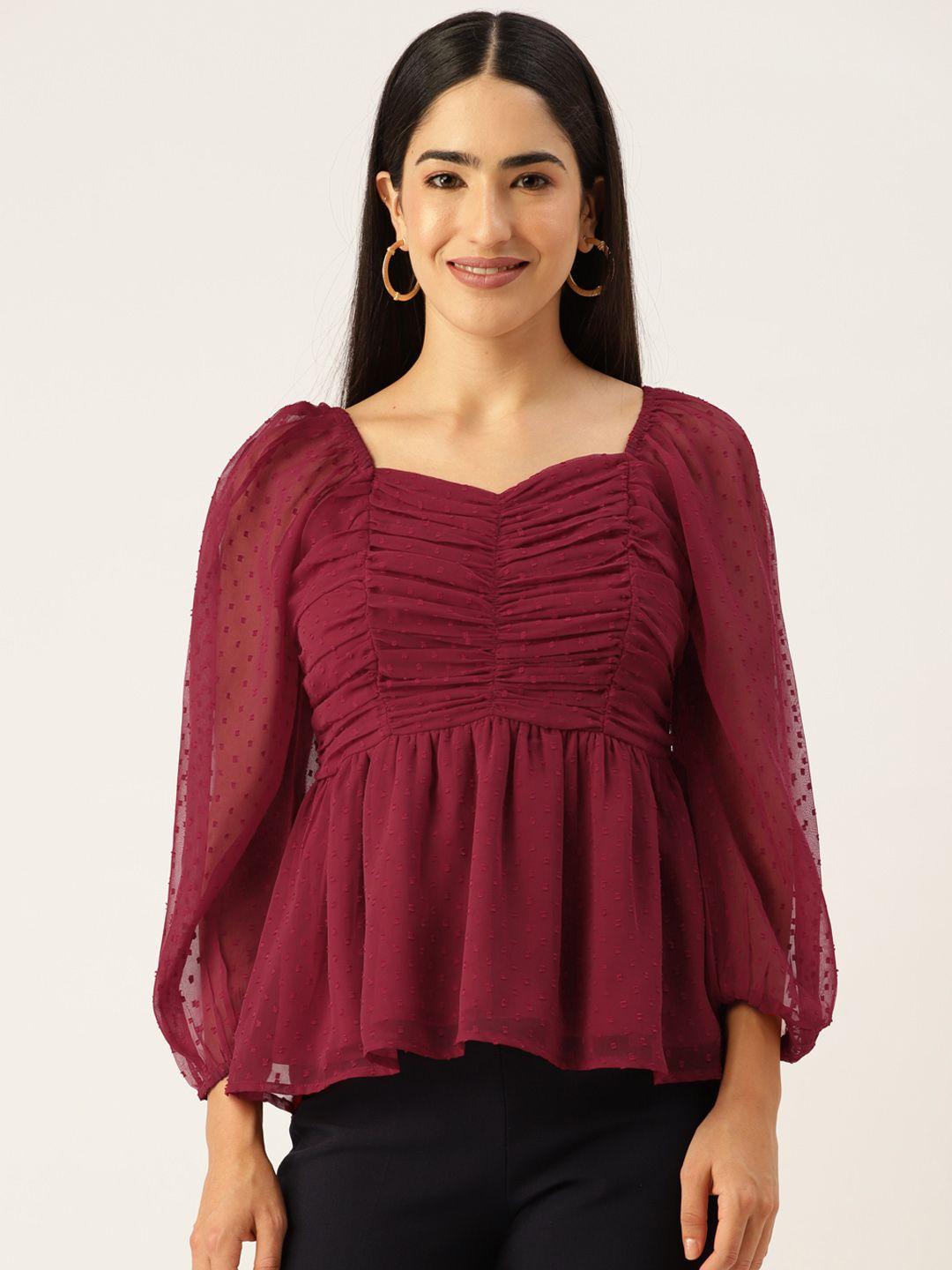 slenor sweetheart neck georgette peplum top