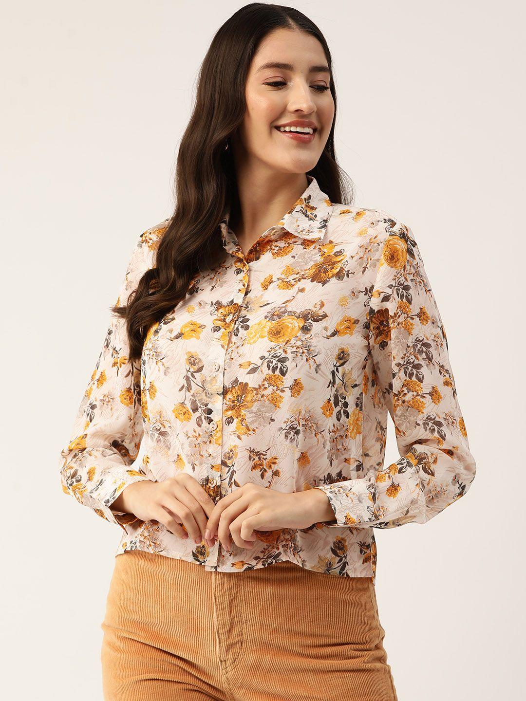 slenor women floral opaque printed casual shirt