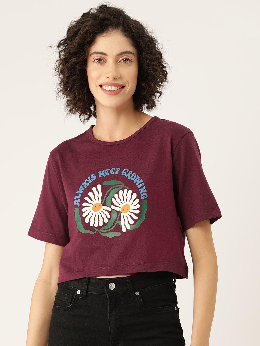 slenor women graphic printed crop t-shirt