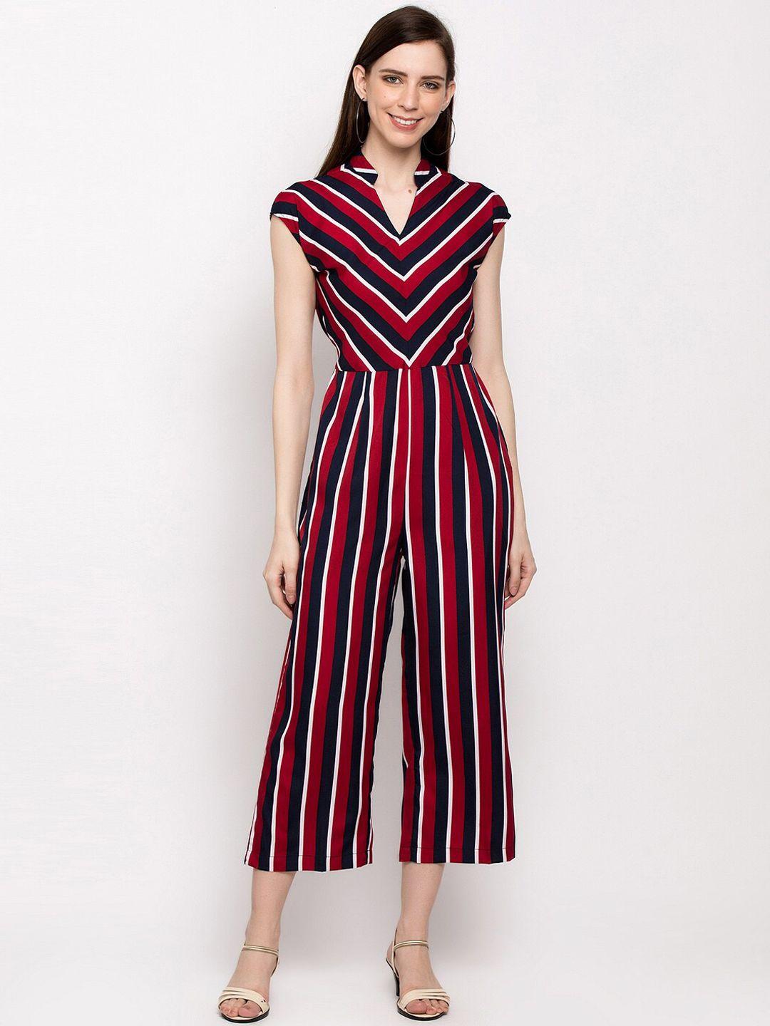 slenor women multicoloured striped basic jumpsuit