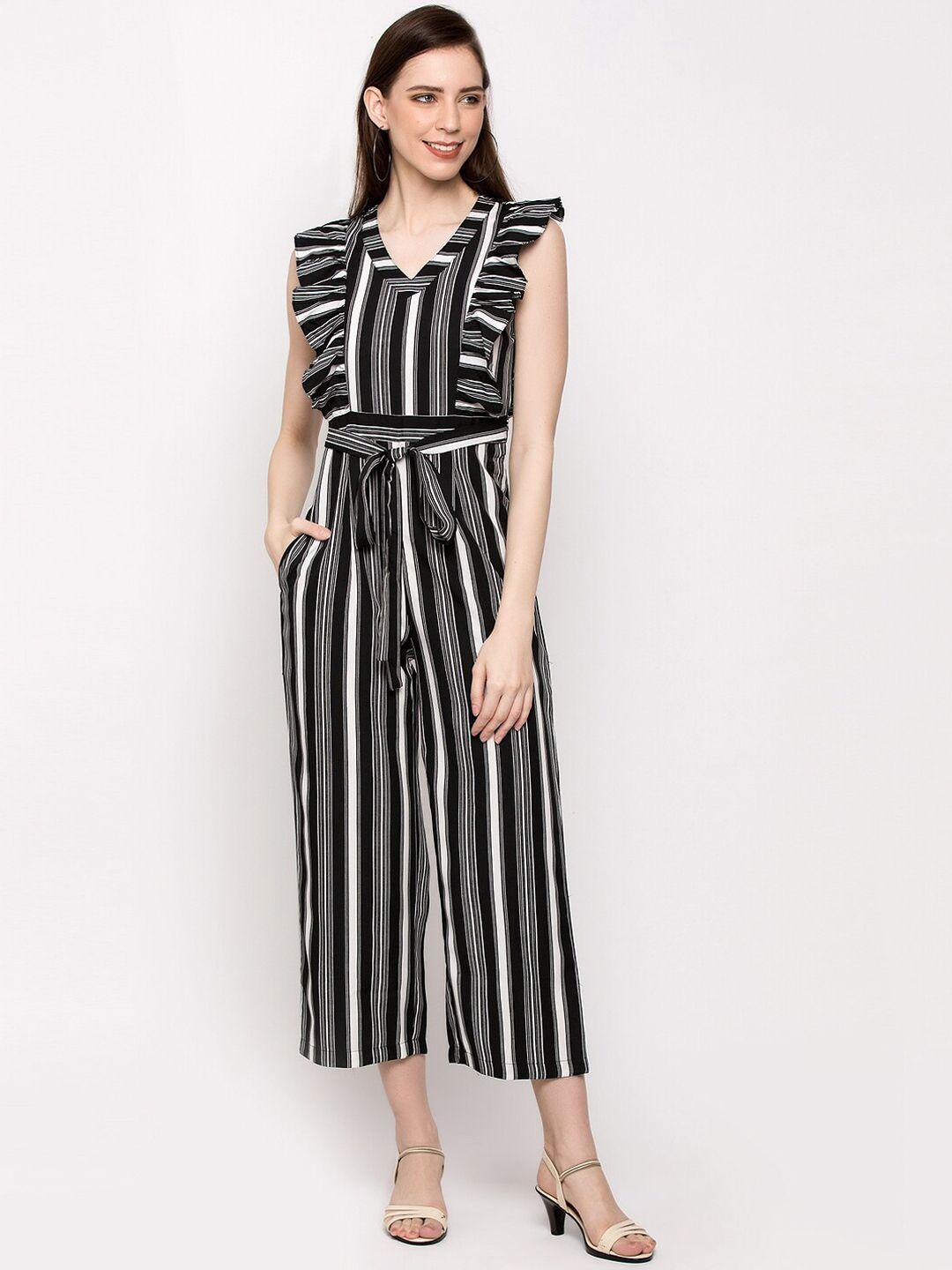 slenor women multicoloured striped basic jumpsuit