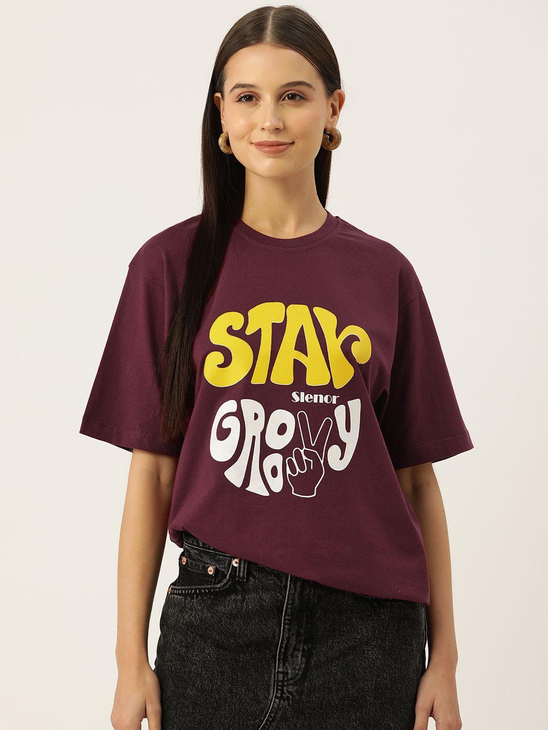 slenor women typography printed t-shirt